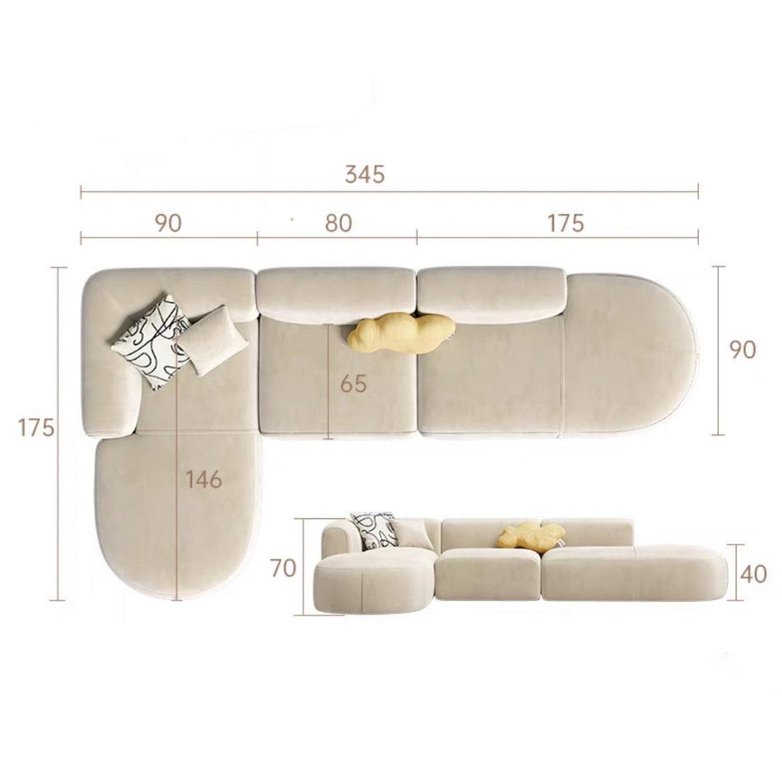 home-atelier-f31a Cat Proof Scratch Resistant Suede Fabric / Left+ Right Chaise/ Length 345cm / Cream Auri Sectional Scratch Resistant Sofa