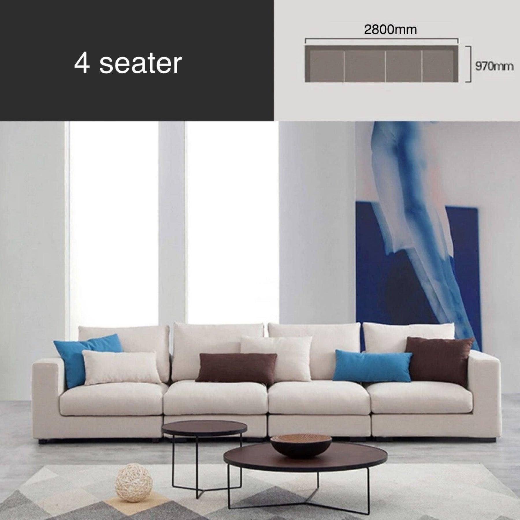 home-atelier-f31a Cotton Linen Fabric / 4 seater/ Length 280cm / Cream Bellini Sectional L-shape Corner Seat Sofa