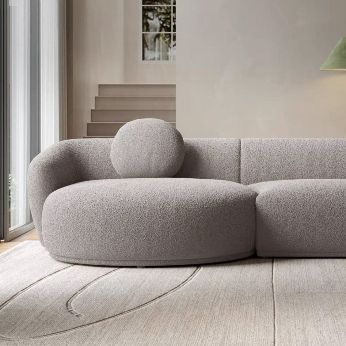 home-atelier-f31a Cotton Linen Fabric / Length 250cm/ With Curve Chaise / Cream Carl Sectional Curve Sofa