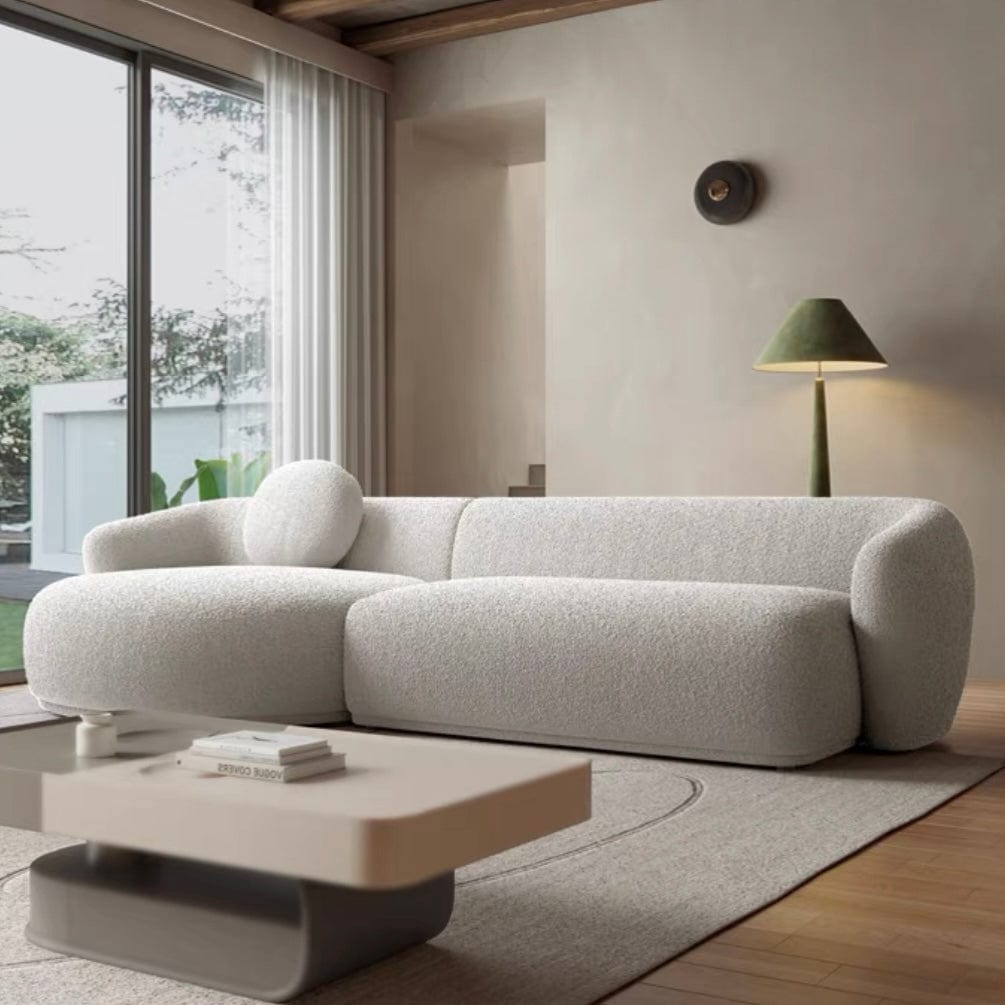 home-atelier-f31a Cotton Linen Fabric / Length 250cm/ With Curve Chaise / Cream Carl Sectional Curve Sofa