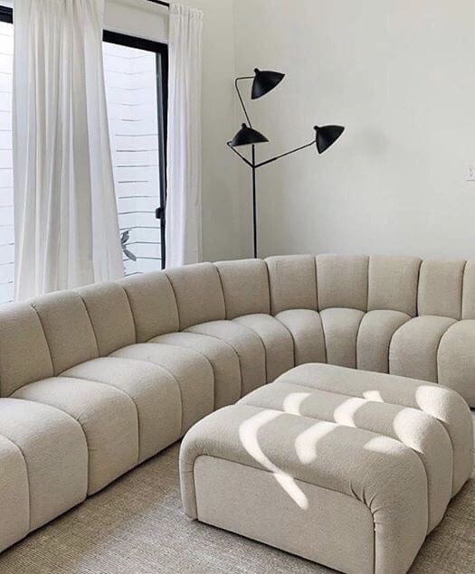 home-atelier-f31a Cotton Linen Fabric / Length 250cm/ With Curve Chaise / Cream Copy of Lasalle Sectional Curve Sofa