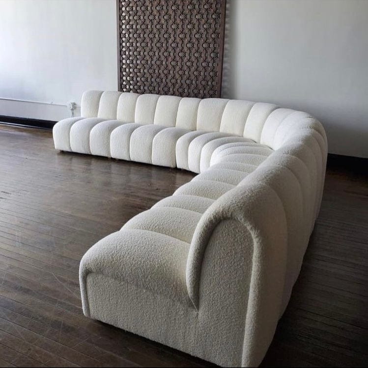 home-atelier-f31a Cotton Linen Fabric / Length 250cm/ With Curve Chaise / Cream Copy of Lasalle Sectional Curve Sofa