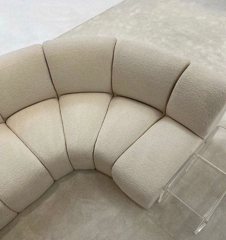 home-atelier-f31a Cotton Linen Fabric / Length 250cm/ With Curve Chaise / Cream Copy of Lasalle Sectional Curve Sofa