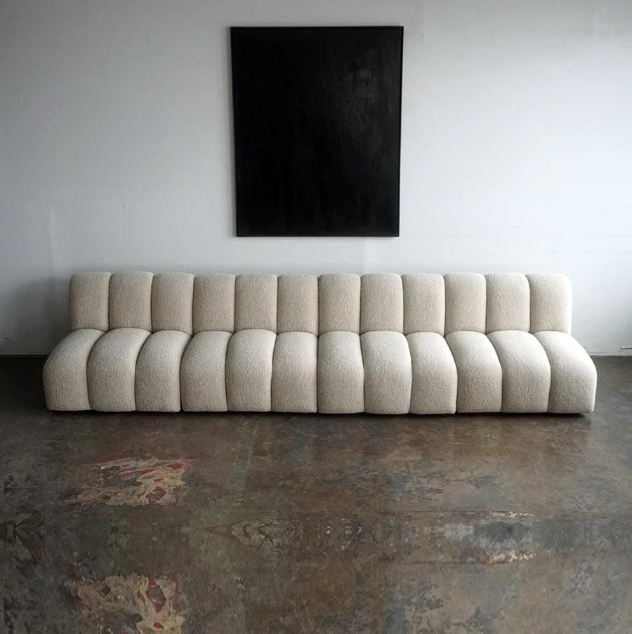 home-atelier-f31a Cotton Linen Fabric / Length 250cm/ With Curve Chaise / Cream Copy of Lasalle Sectional Curve Sofa