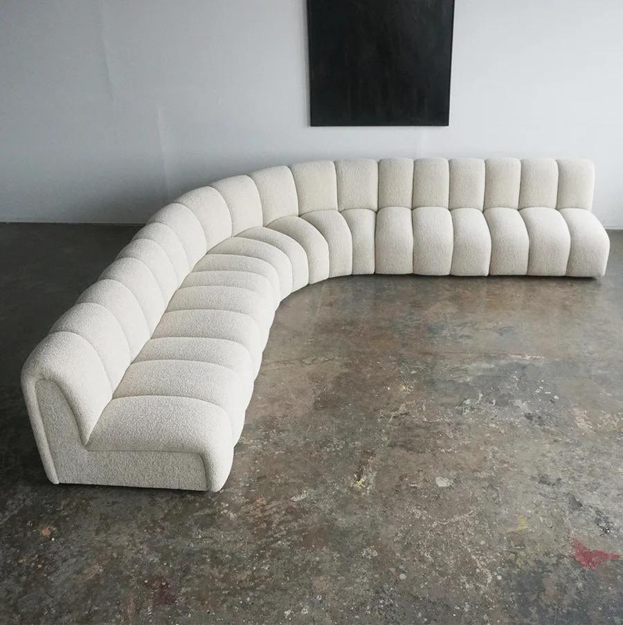 home-atelier-f31a Cotton Linen Fabric / Length 250cm/ With Curve Chaise / Cream Copy of Lasalle Sectional Curve Sofa