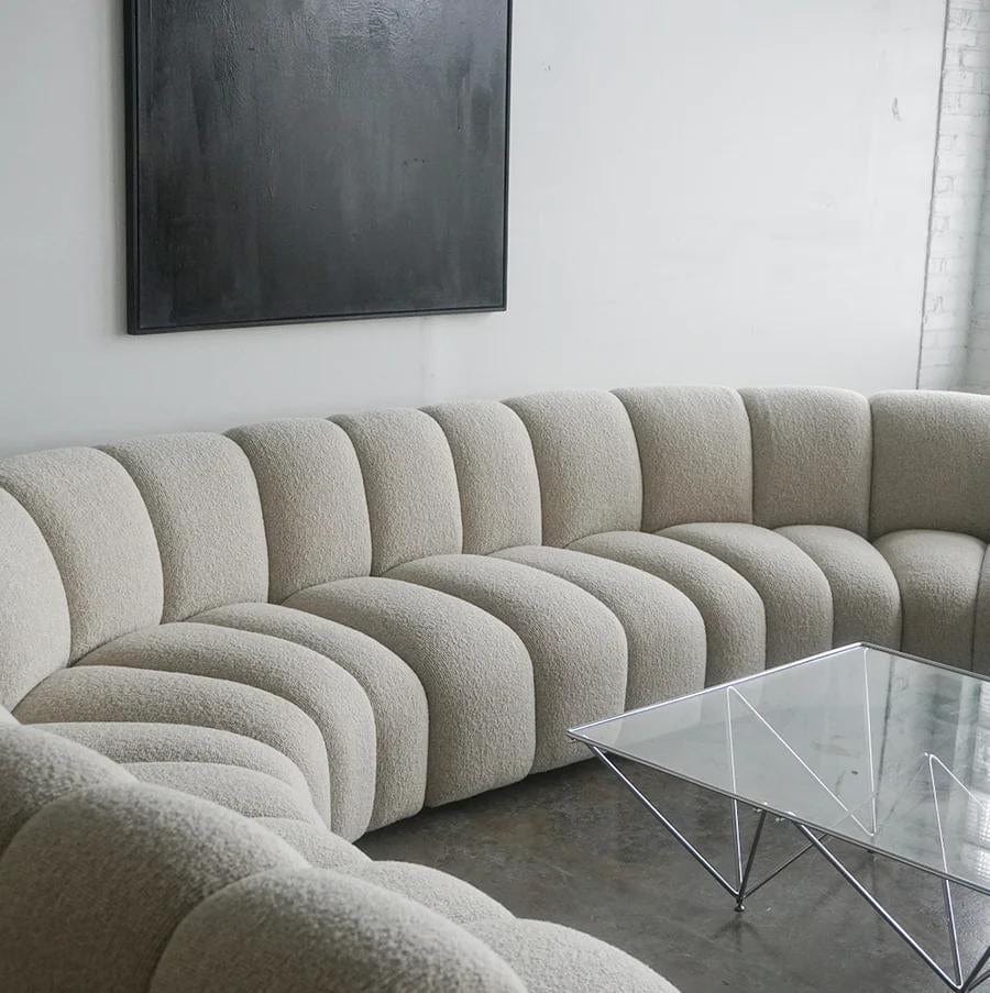 home-atelier-f31a Cotton Linen Fabric / Length 250cm/ With Curve Chaise / Cream Copy of Lasalle Sectional Curve Sofa