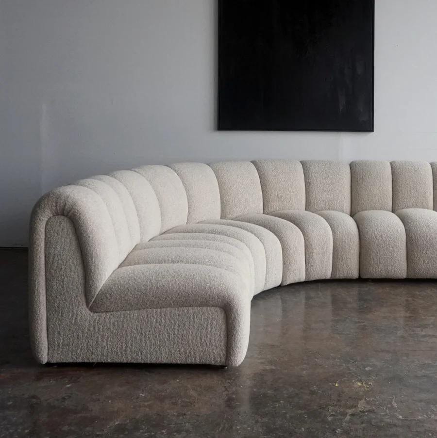 home-atelier-f31a Cotton Linen Fabric / Length 250cm/ With Curve Chaise / Cream Copy of Lasalle Sectional Curve Sofa