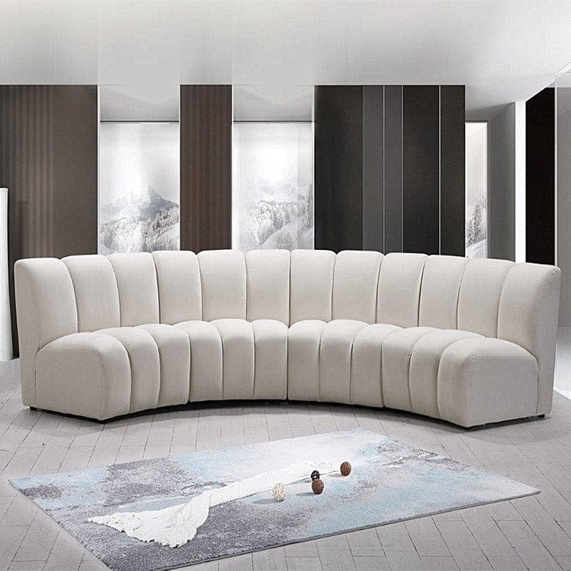 home-atelier-f31a Cotton Linen Fabric / Length 250cm/ With Curve Chaise / Cream Mitchella Curve Sofa
