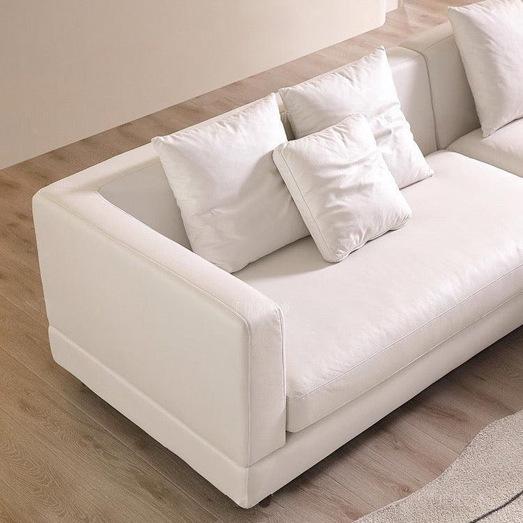 home-atelier-f31a Cotton Linen Fabric / Length 250cm/ With Curve Chaise / Cream Travis Designer Sofa