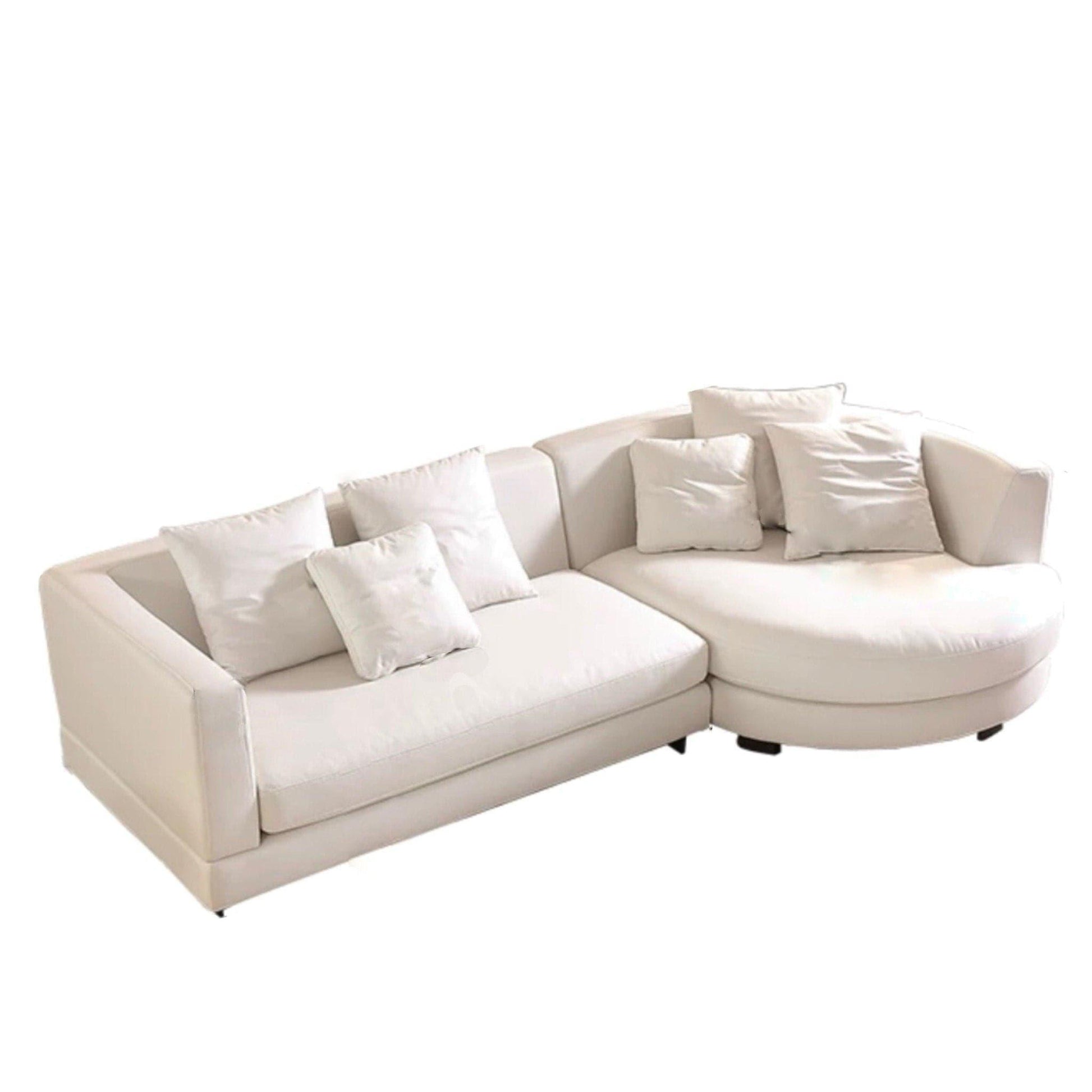home-atelier-f31a Cotton Linen Fabric / Length 250cm/ With Curve Chaise / Cream Travis Designer Sofa