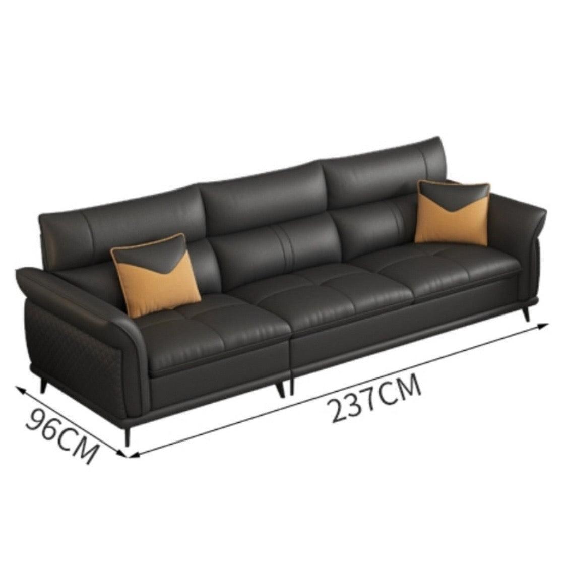 home-atelier-f31a Italian Genuine Cowhide Leather / 3 seater/ Length 237cm / Dark Grey Augustine Leather Sectional Sofa