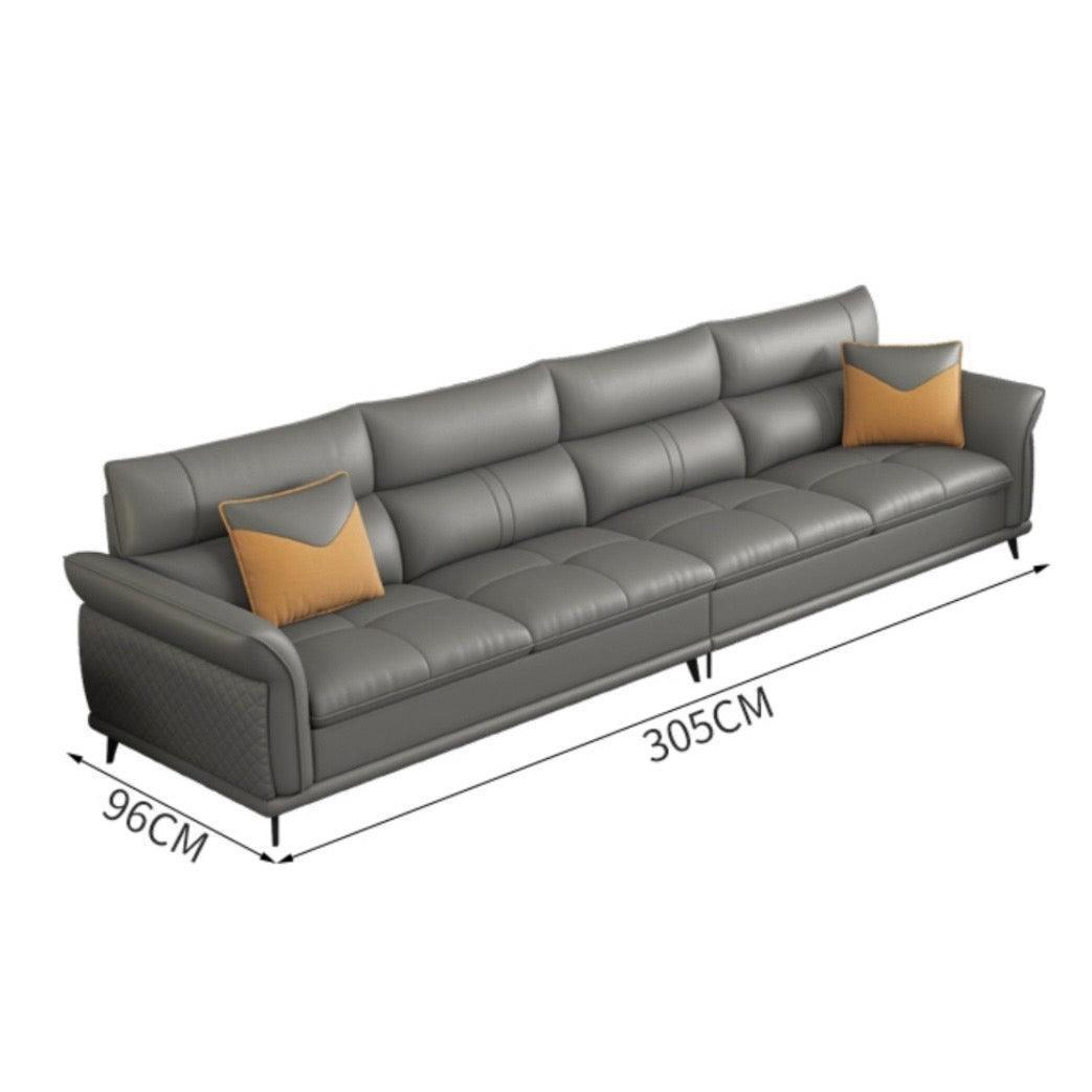 home-atelier-f31a Italian Genuine Cowhide Leather / 4 seater/ Length 305cm / Dark Grey Augustine Leather Sectional Sofa