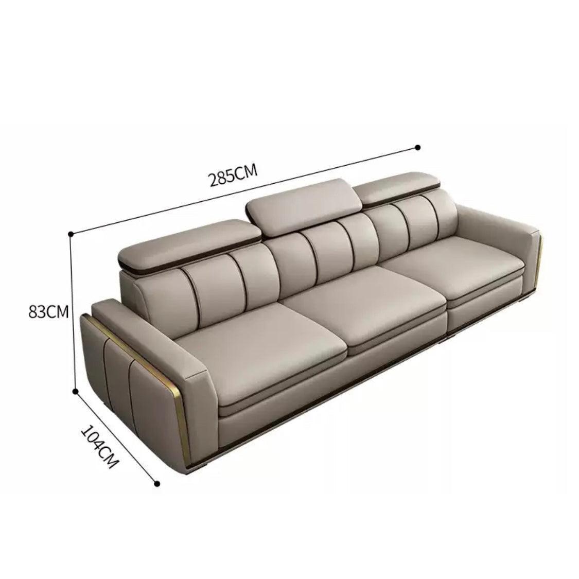 home-atelier-f31a Italian Genuine Cowhide Leather / Length 285cm / Khaki Alonso Leather Sectional Sofa