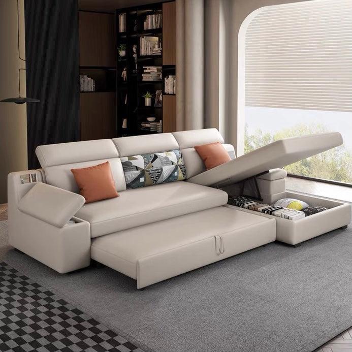 home-atelier-f31a Leather-Aire / Length 185cm/ Non L-shape / White Allson Sectional Sofa Bed