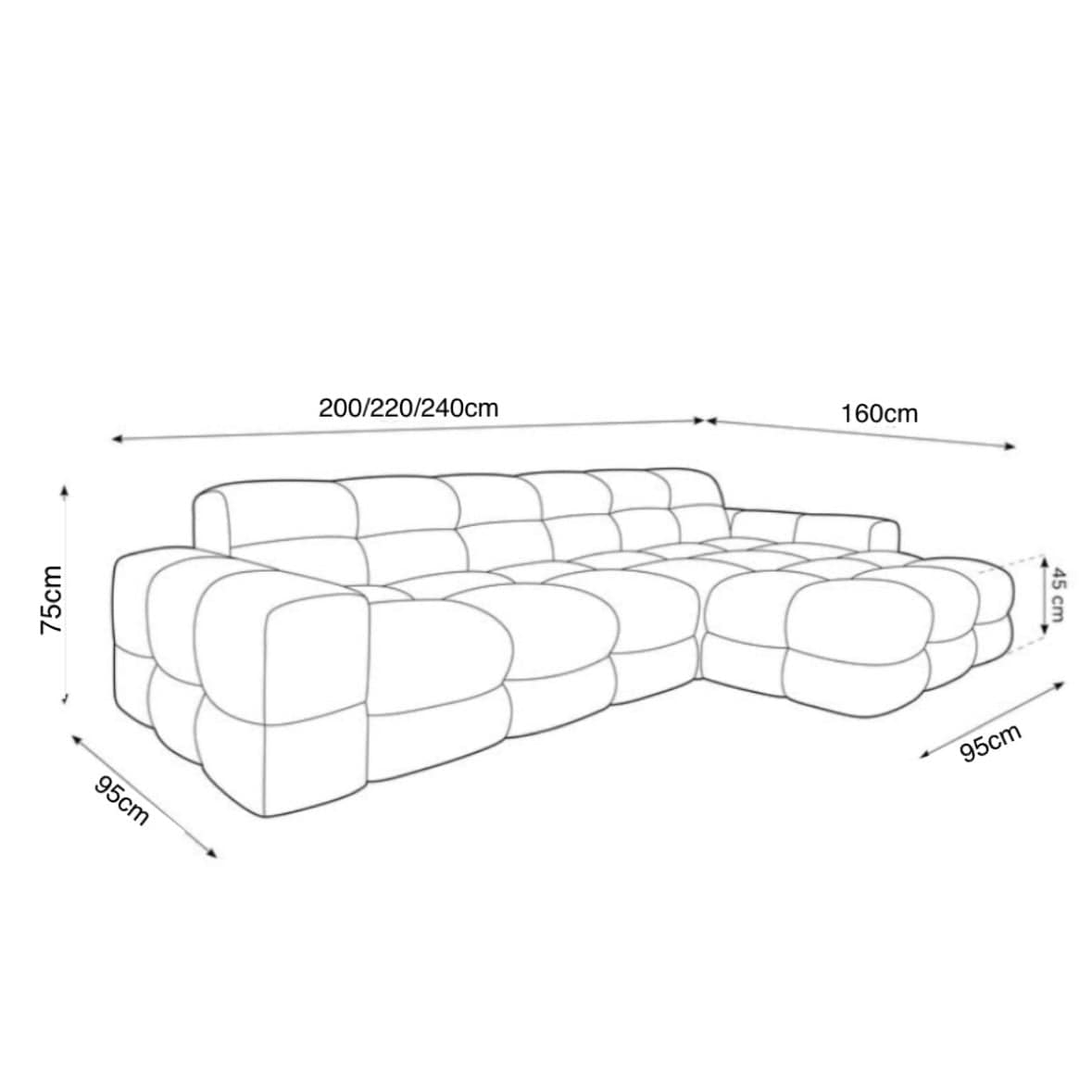 home-atelier-f31a Monet Scratch Resistant Sectional Sofa