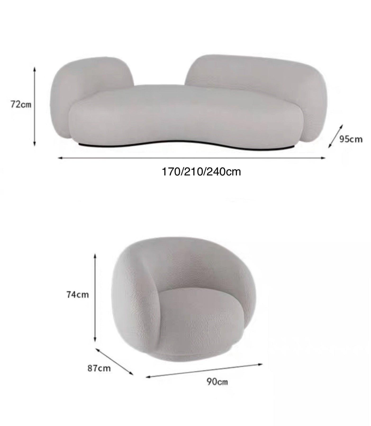home-atelier-f31a Performance Boucle Fabric / 2 seater/ Length 170cm / White Angus Performance Boucle Curve Sofa