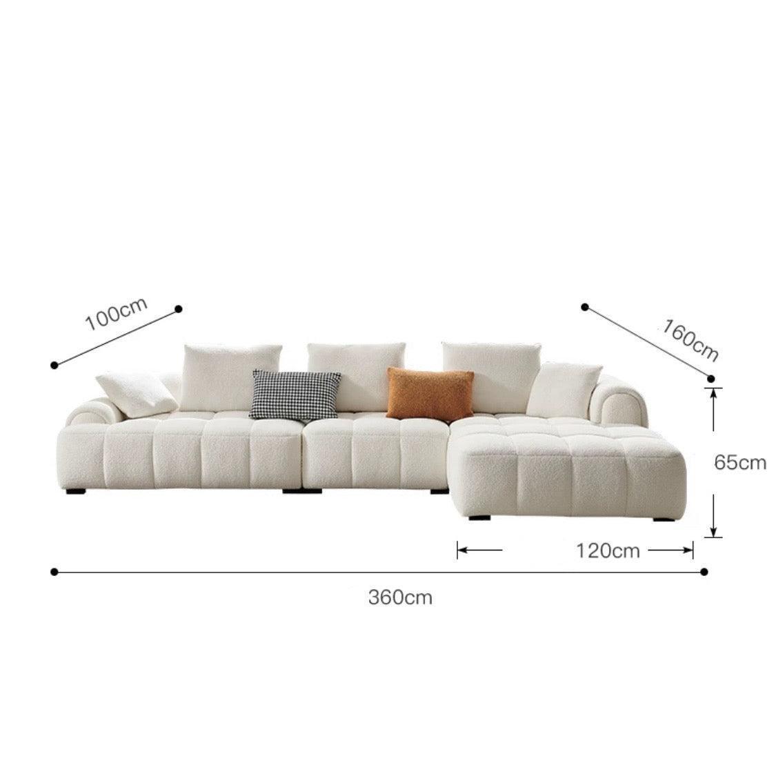 home-atelier-f31a Performance Boucle Fabric / 4 seater L-shape/ Length 360cm / White Camila Performance Boucle Sectional Sofa