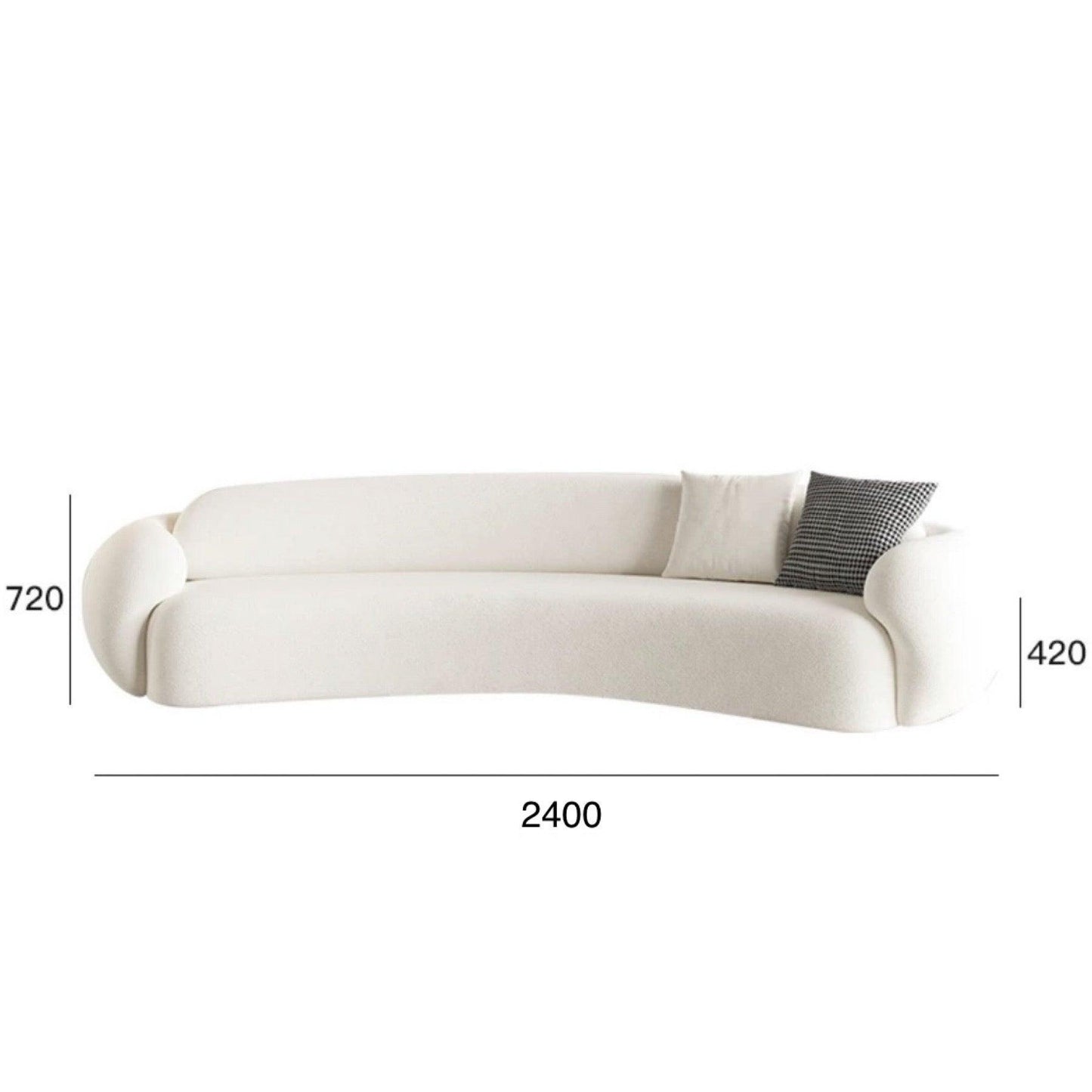 home-atelier-f31a Performance Boucle Fabric / 4 seater/ Length 240cm / White Carlo Performance Boucle Curve Sofa