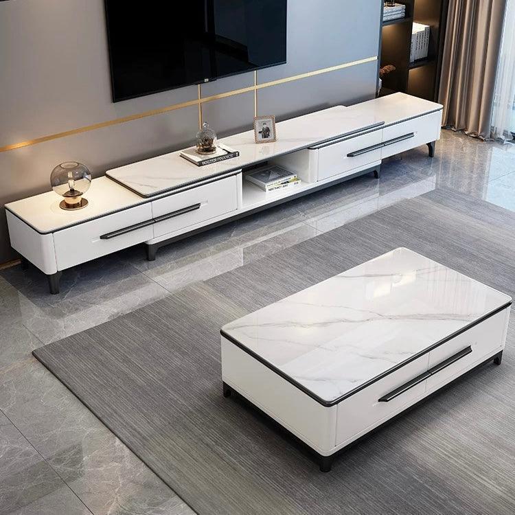 home-atelier-f31a Sintered Stone Table Top / Length 120cm / Gloss White Top + White Base Osria Coffee Table