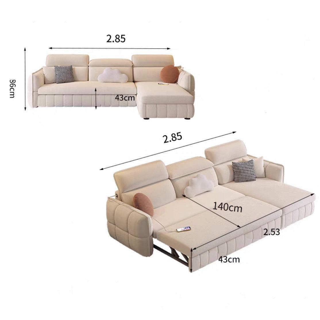 home-atelier-f31a Suede Fabric / 3 seater L-shape/ Length 285cm / Cream Ariyo Scratch Resistant Storage Sofa Bed