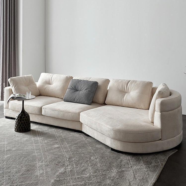home-atelier-f31a Suede Fabric / Length 250cm with curve chaise / Cream Baxter Designer Sectional Round Chaise Sofa