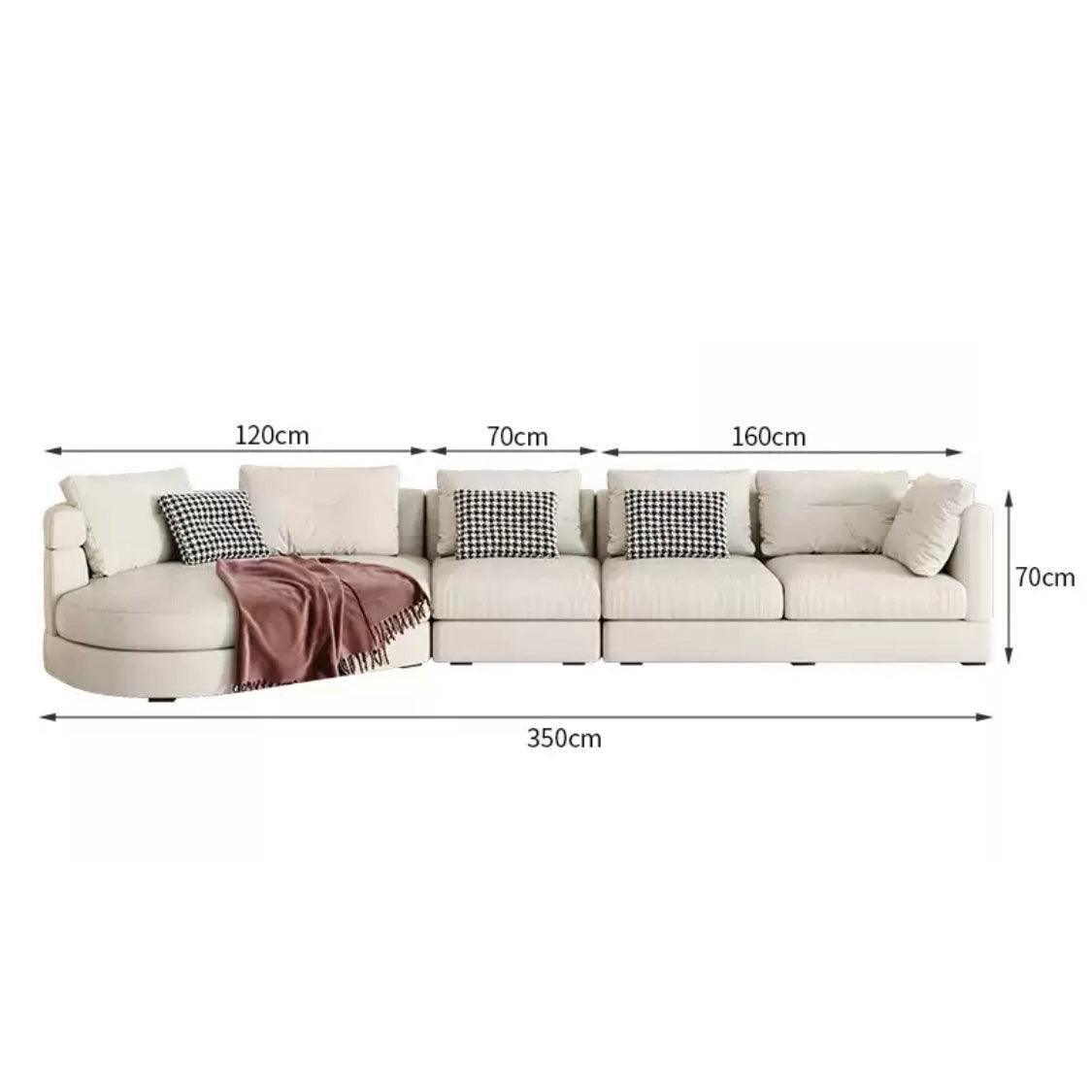 home-atelier-f31a Suede Fabric / Length 350cm with curve chaise / Cream Baxter Designer Sectional Round Chaise Sofa