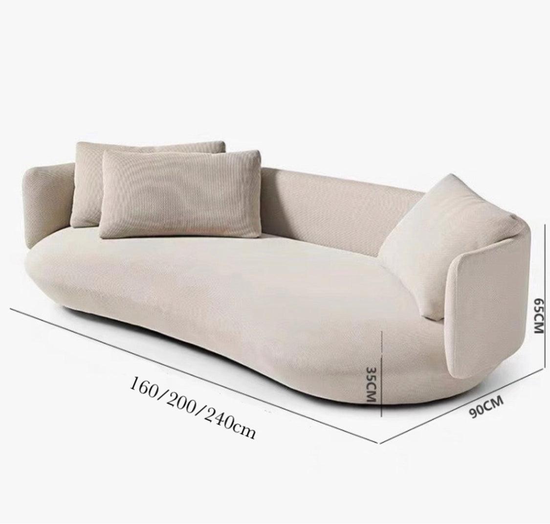 home-atelier-f31a Velvet Fabric / 2 seater/ Length 160cm / Cream Luna Sofa