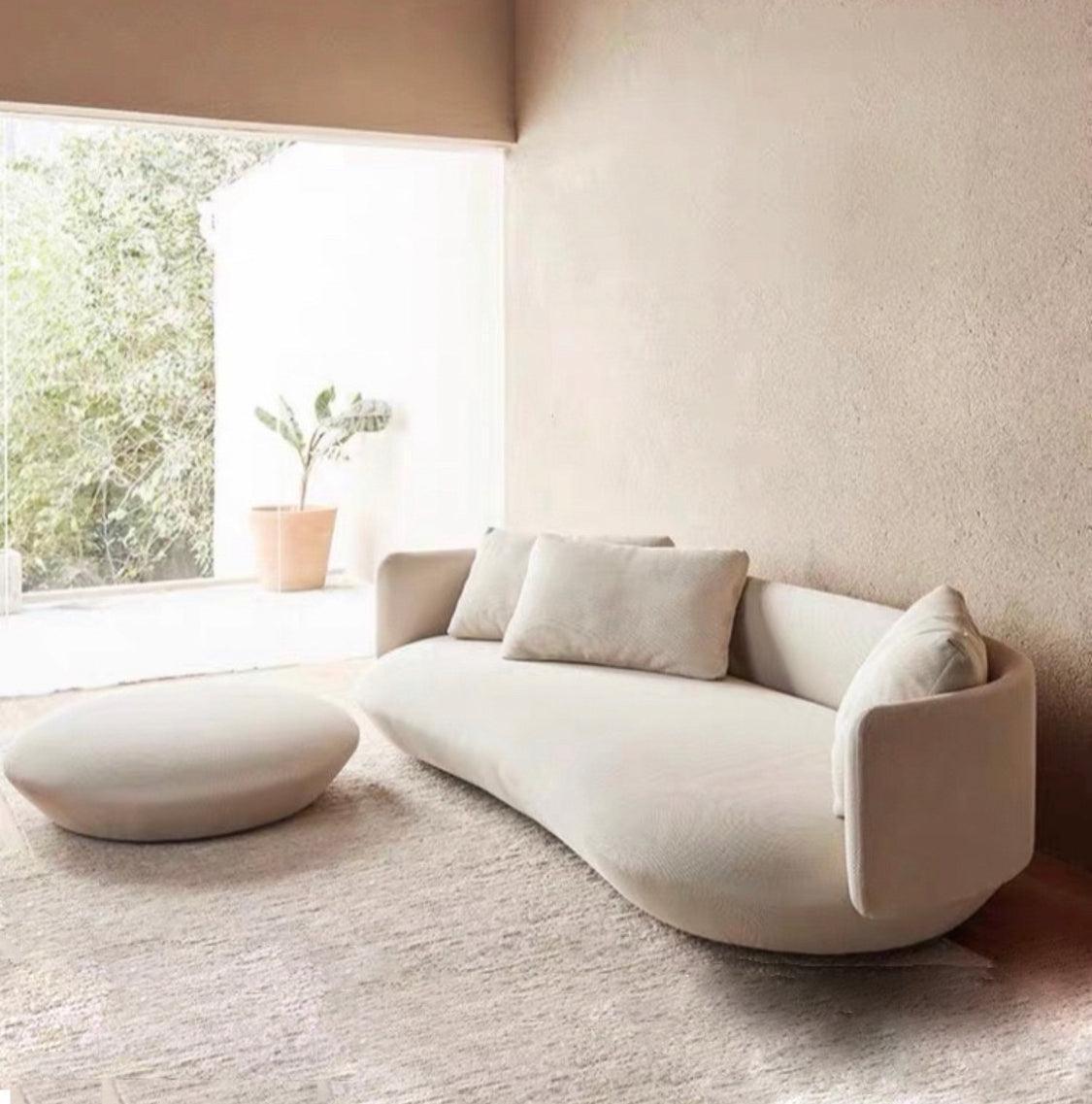 home-atelier-f31a Velvet Fabric / 2 seater/ Length 160cm / White Luna Sofa