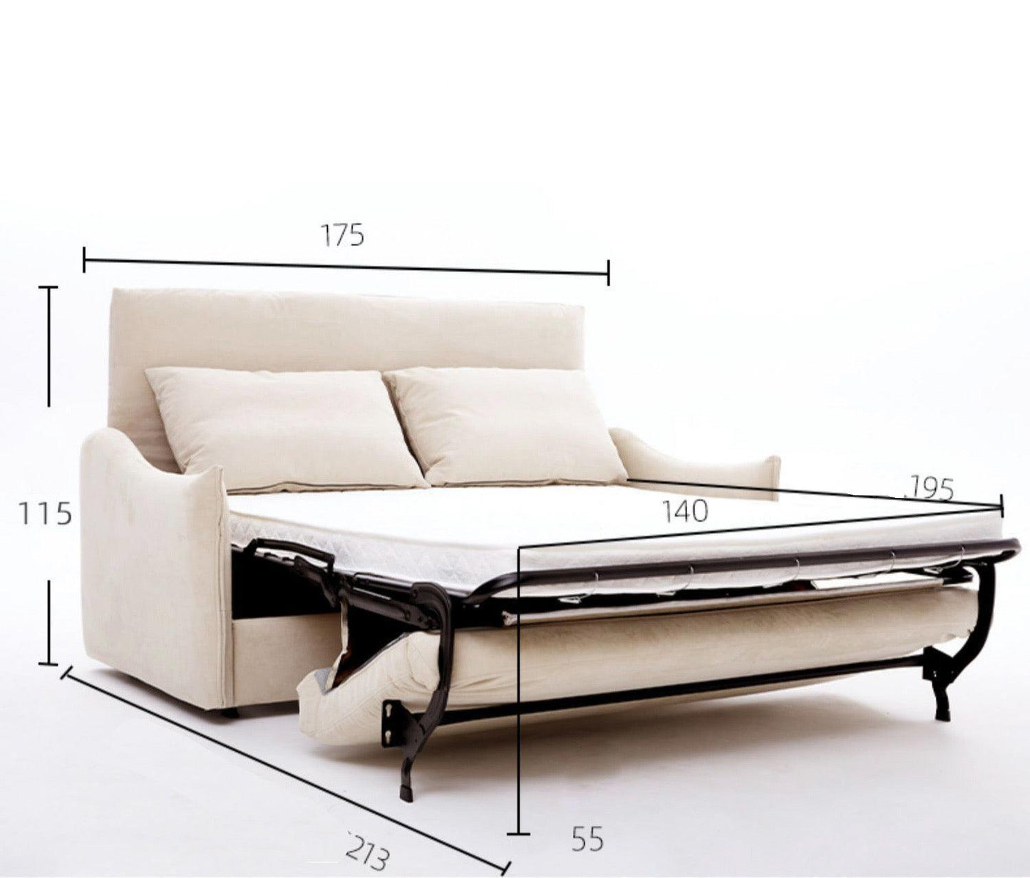 home-atelier-f31a Water Repellent and Scratch Resistant Fabric / Queen Size/ Length 175cm / Cream Acacia Foldable Sofa Bed with Mattress