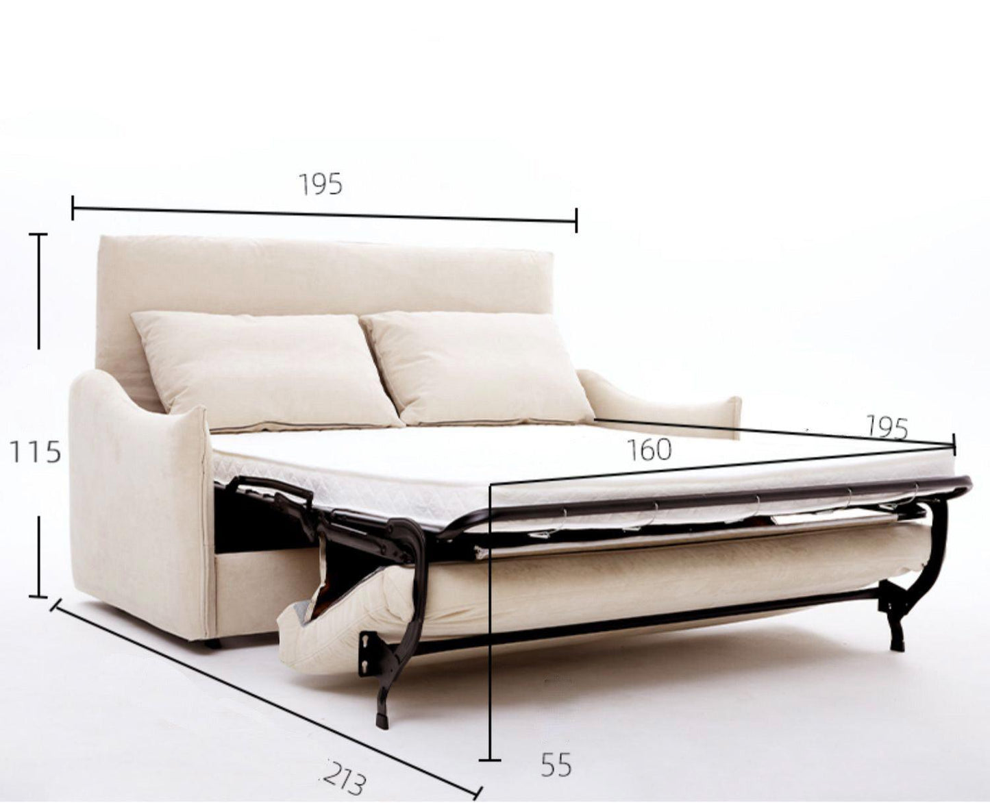 home-atelier-f31a Water Repellent and Scratch Resistant Fabric / Super Queen Size/ Length 195cm / Cream Acacia Foldable Sofa Bed with Mattress