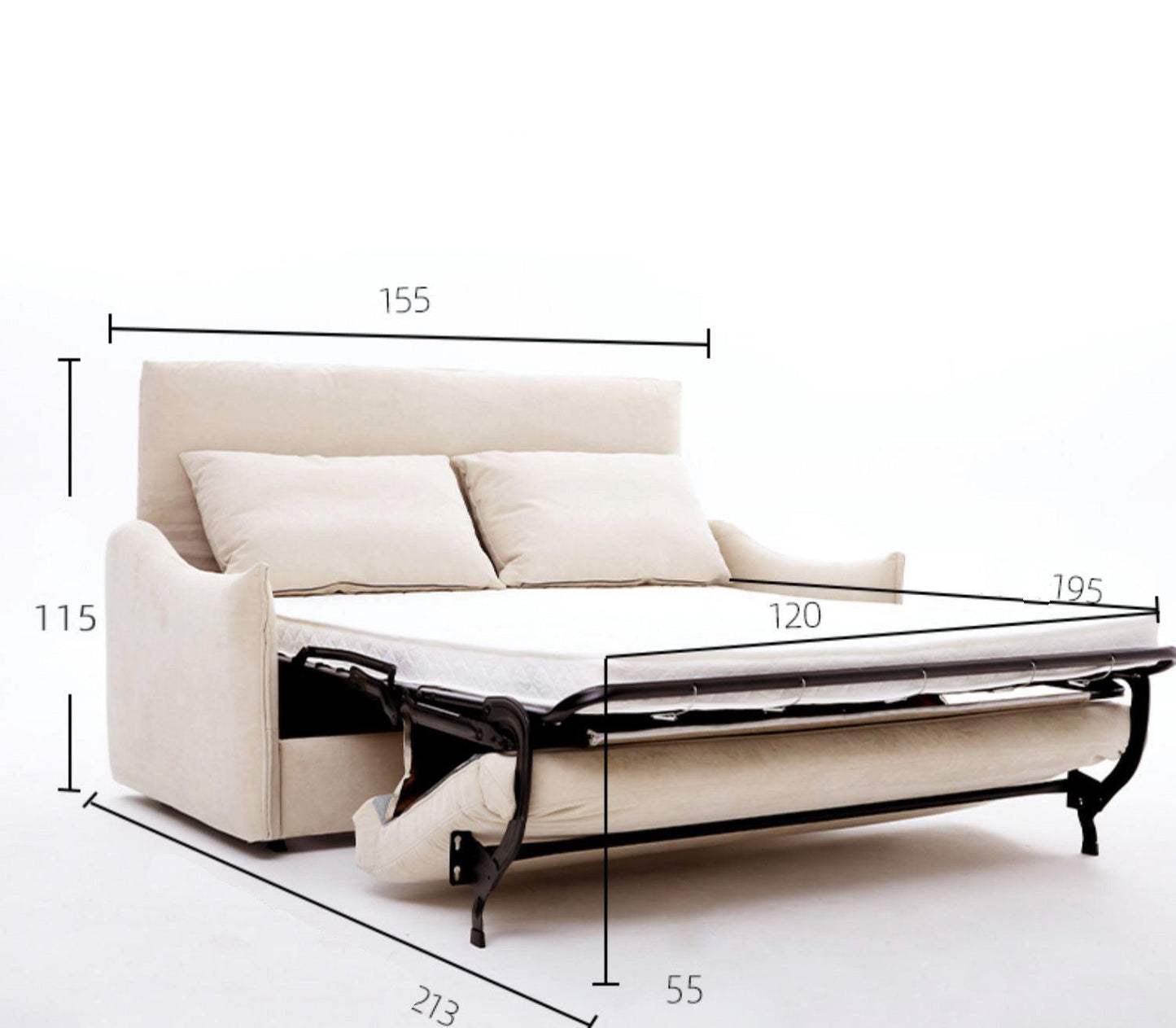 home-atelier-f31a Water Repellent and Scratch Resistant Fabric / Super Single Size/ Length 155cm / Cream Acacia Foldable Sofa Bed with Mattress