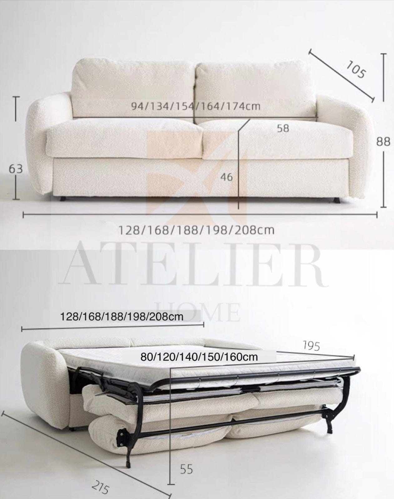 Home Atelier Gabriela Boucle Foldable Sofa Bed