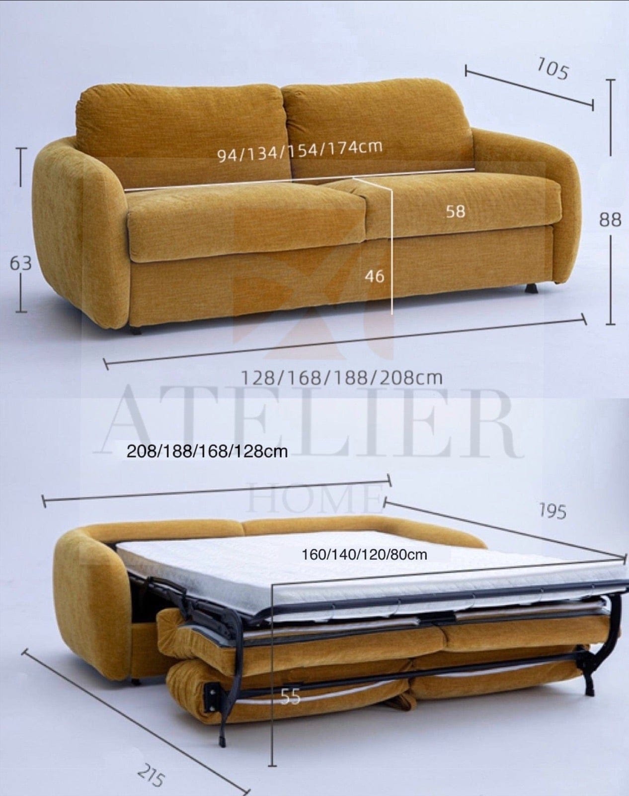 Home Atelier Gabriela Velvet Foldable Sofa Bed