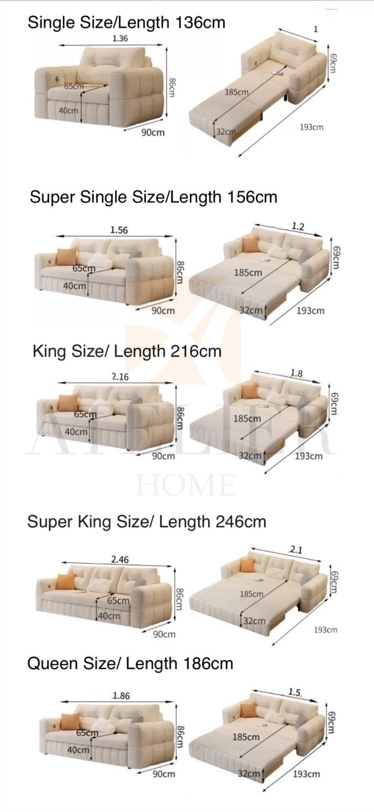 Home Atelier Gary Scratch Resistant Storage Sofa Bed