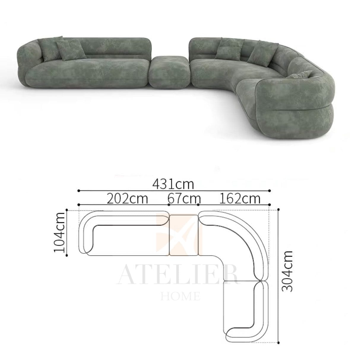Home Atelier Gayle Sectional Curve Sofa