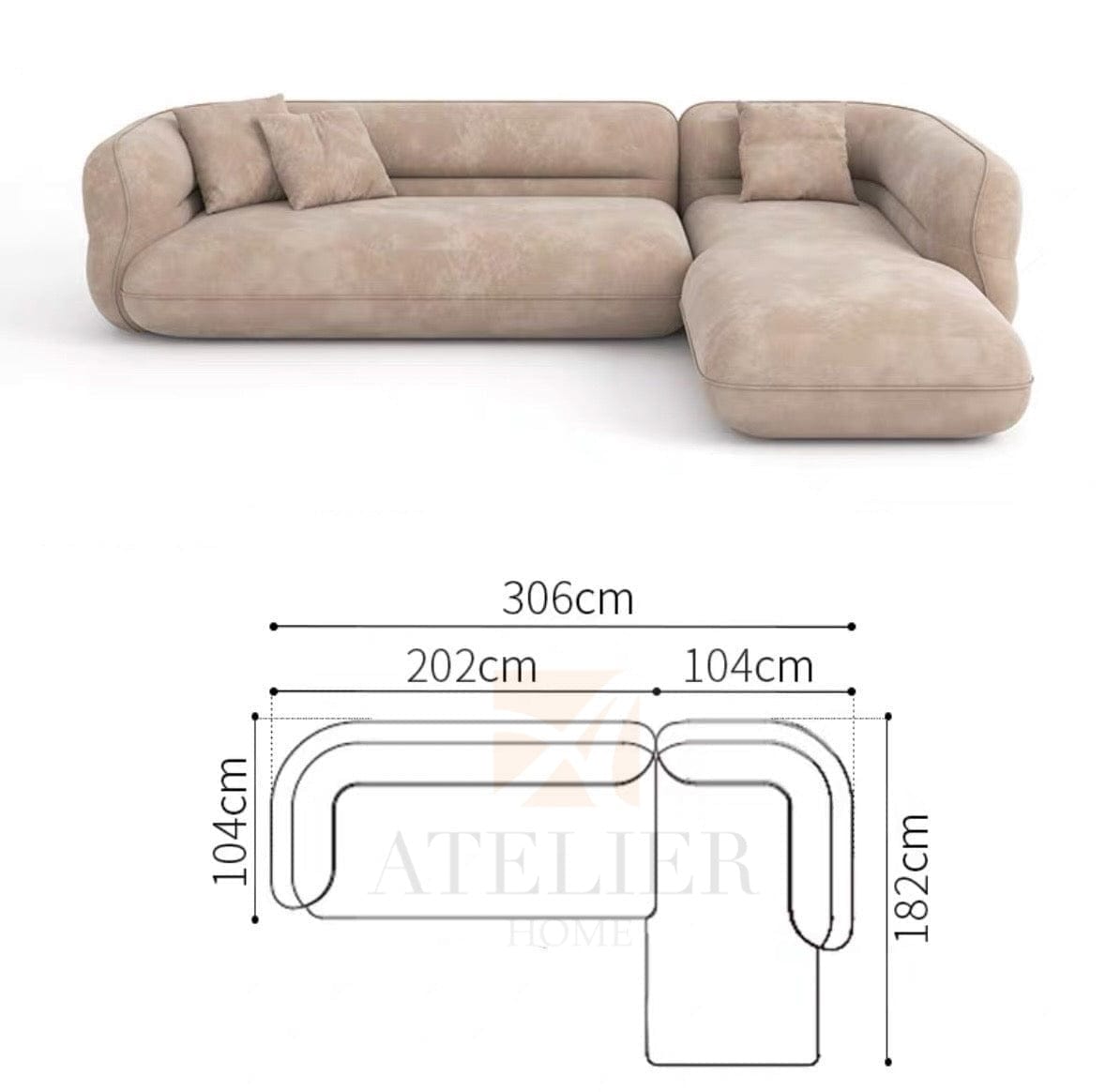 Home Atelier Gayle Sectional Curve Sofa