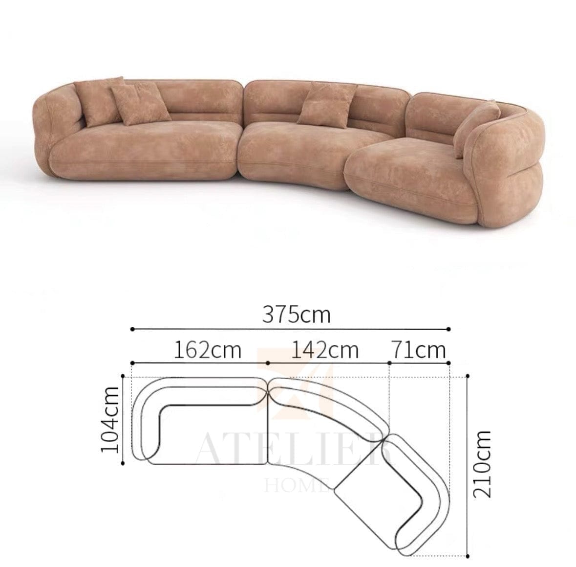 Home Atelier Gayle Sectional Curve Sofa
