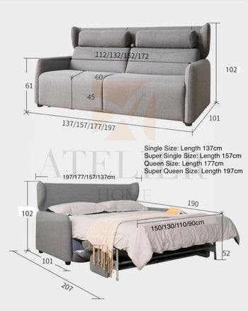 Home Atelier Gisella Scratch Resistant Foldable Sofa Bed