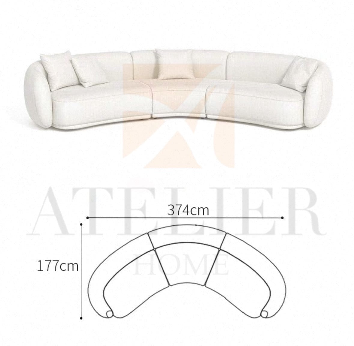 Home Atelier Giselle Performance Boucle Sectional Curve Sofa