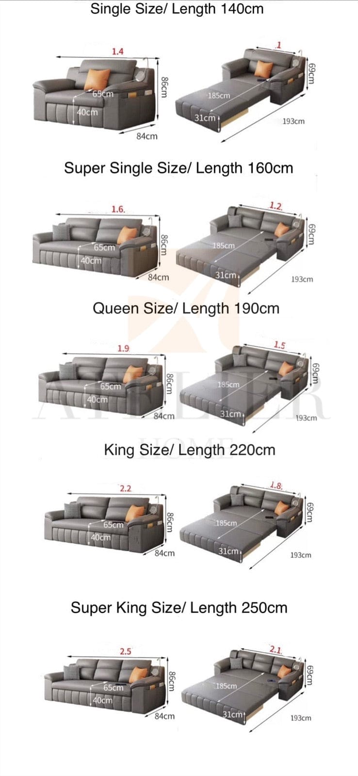 Home Atelier Gorgia Scratch Resistant Storage Sofa Bed