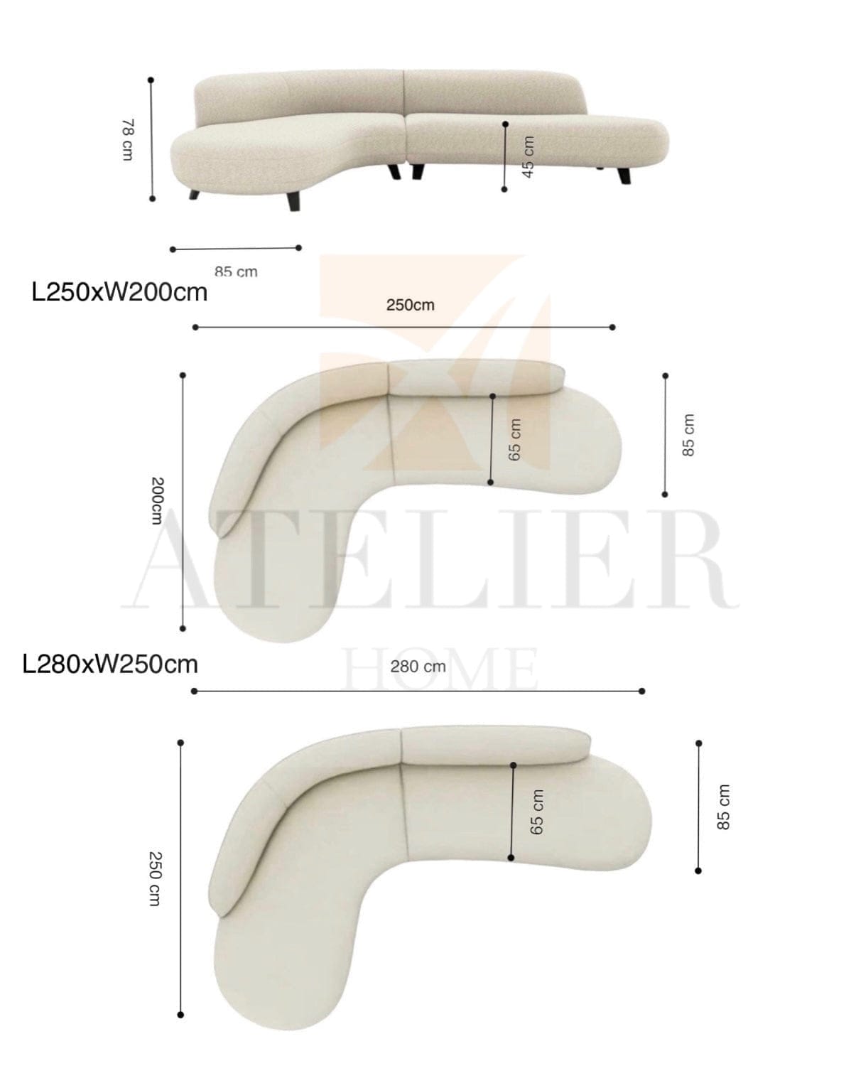 Home Atelier Hanna Scratch Resistant Curve Sofa
