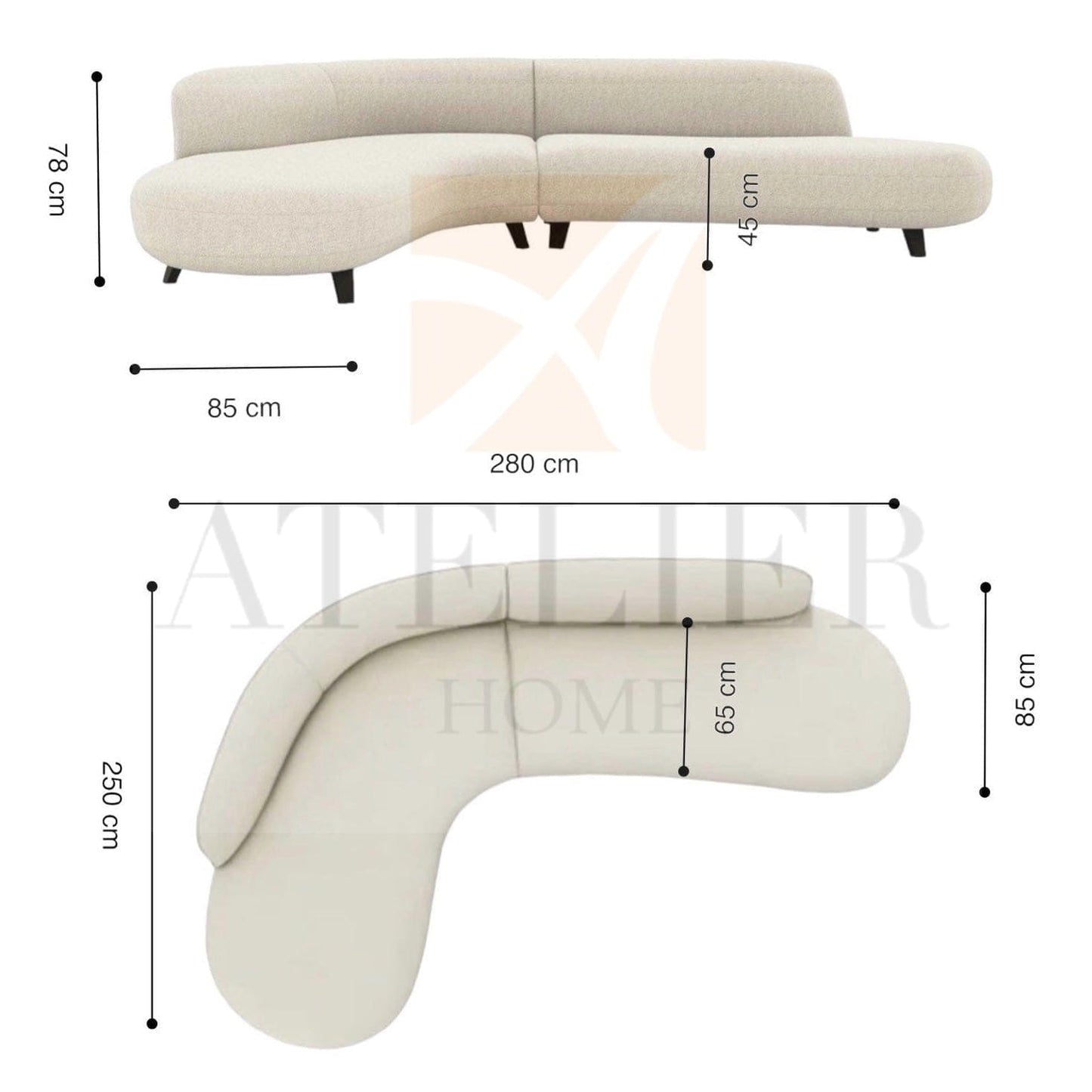 Home Atelier Hanna Scratch Resistant Curve Sofa
