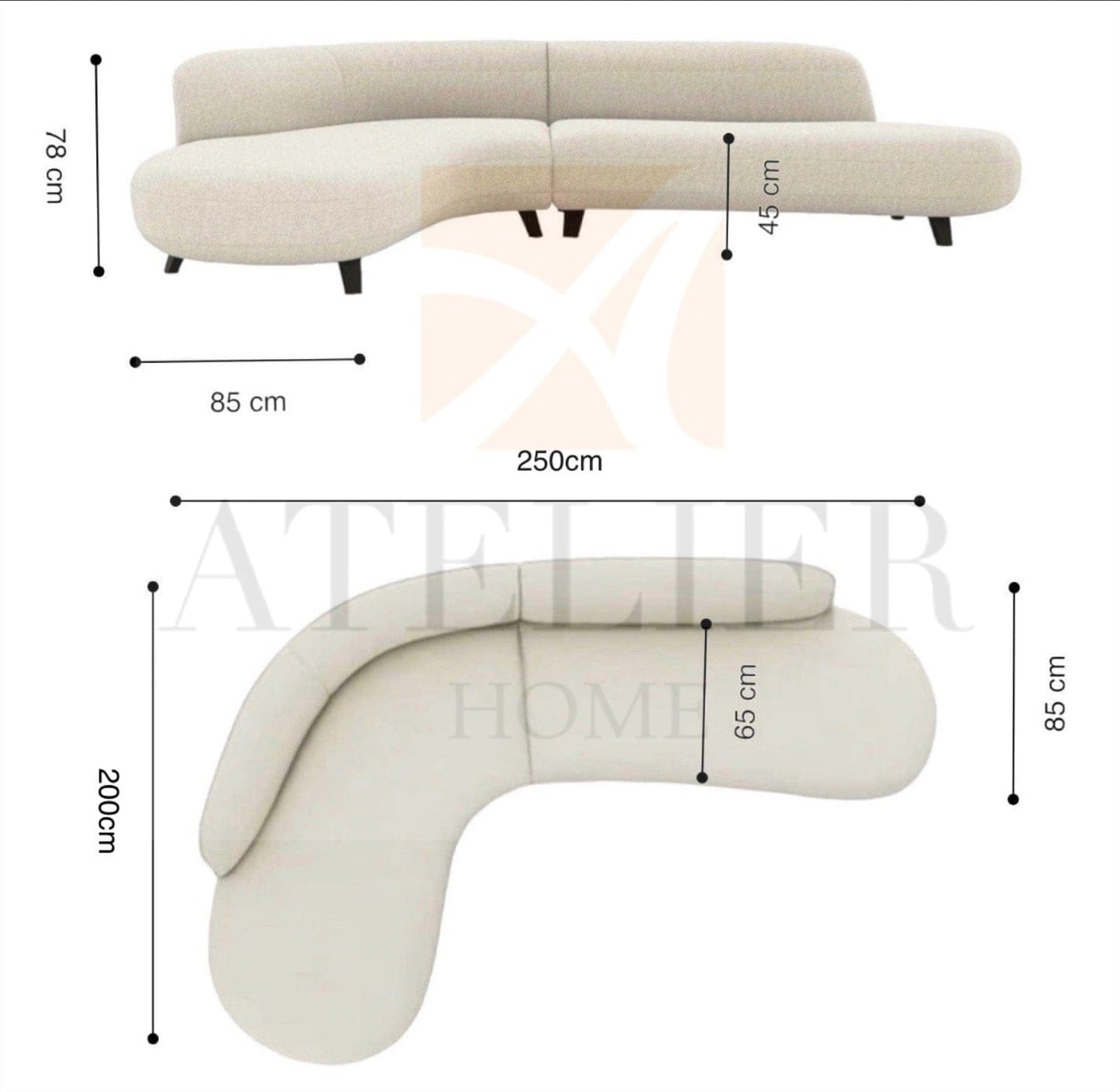 Home Atelier Hanna Scratch Resistant Curve Sofa