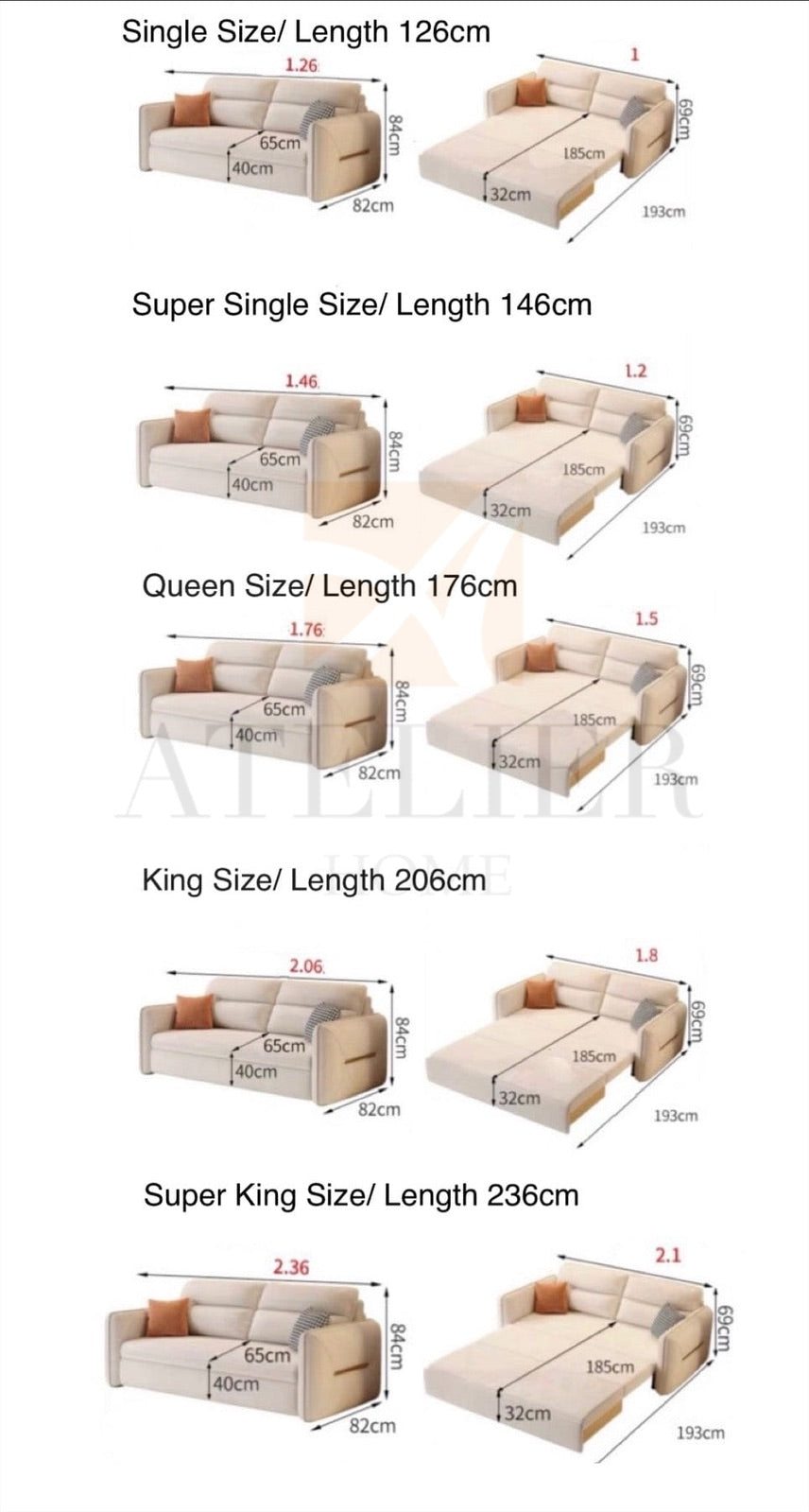 Home Atelier Hazel Scratch Resistant Storage Sofa Bed