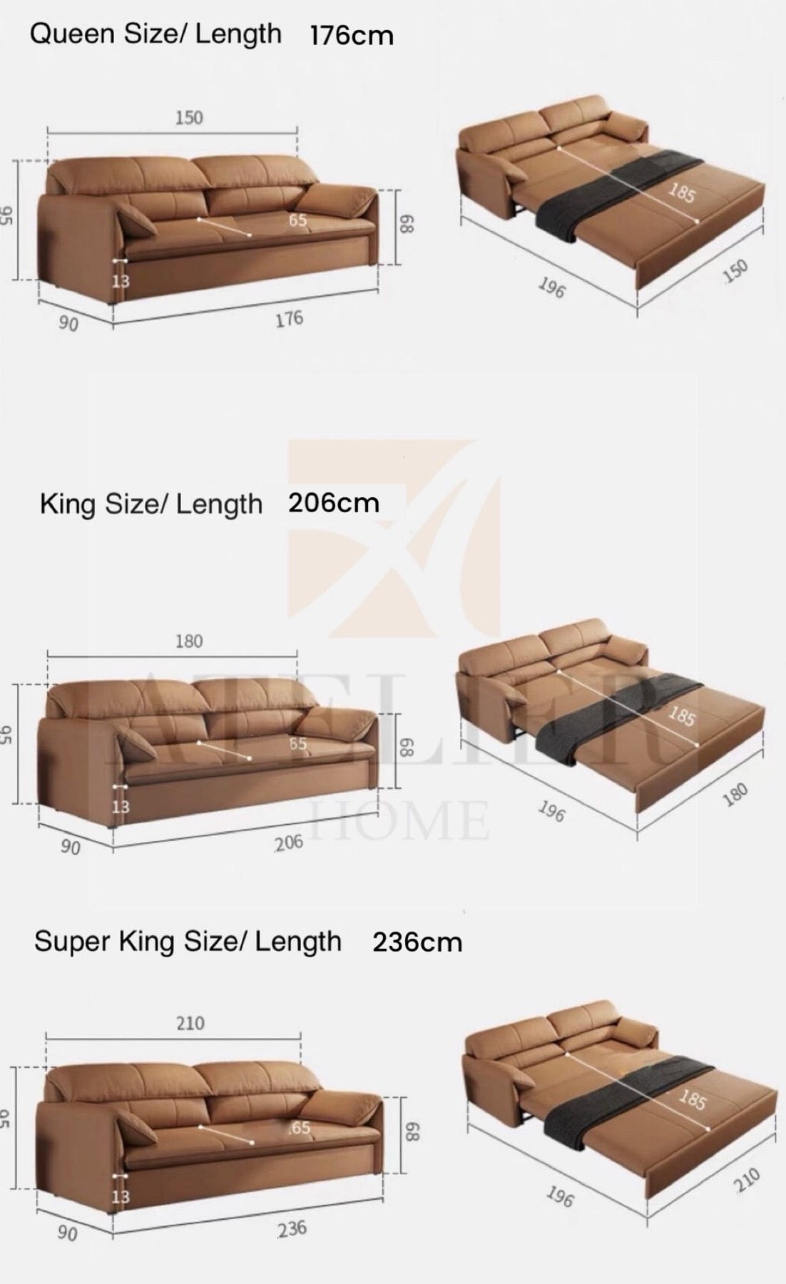 Home Atelier Helinski Spill Proof Storage Sofa Bed