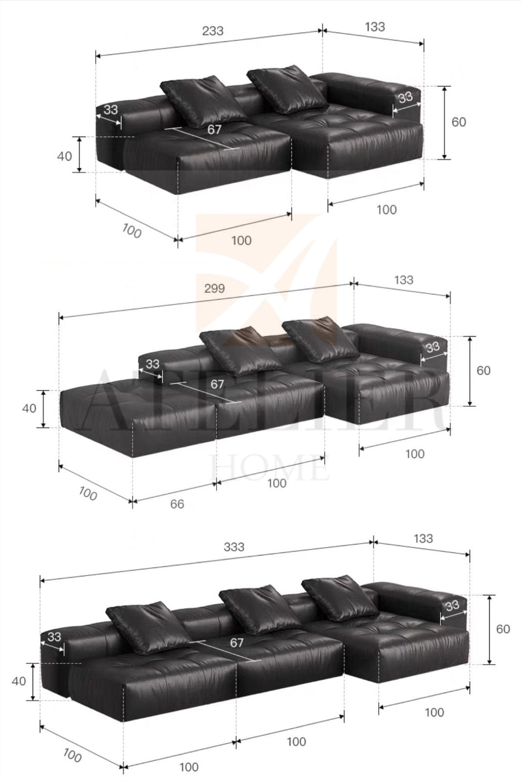 Home Atelier Hillford Scratch Resistant Leather Sofa