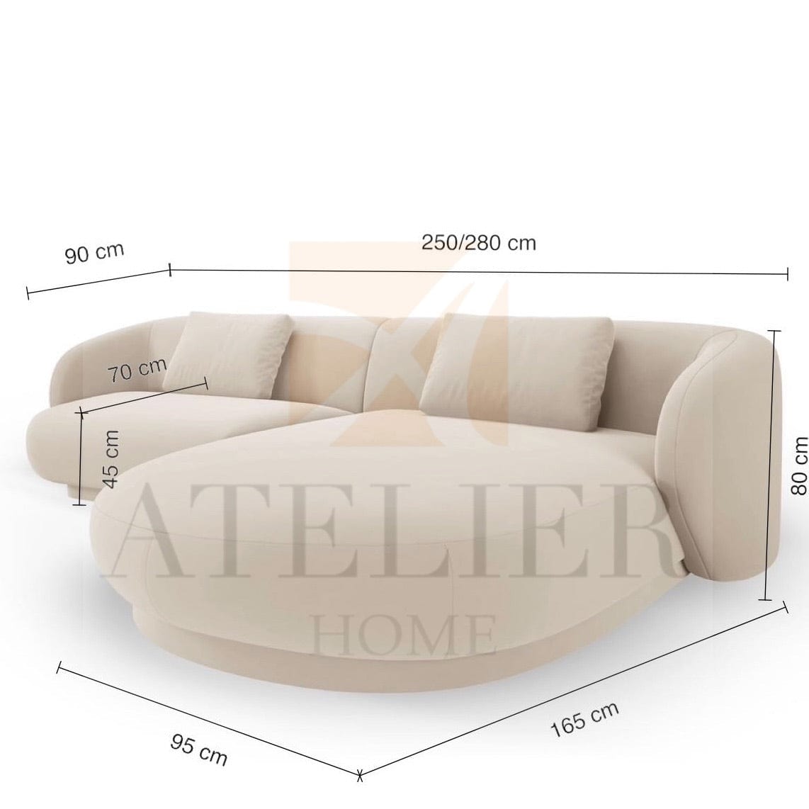 Home Atelier Holden Scratch Resistant Sectional L-shaped Sofa