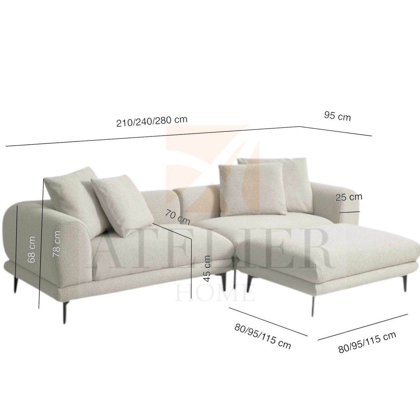 Home Atelier Howard Performance Boucle Sectional Sofa