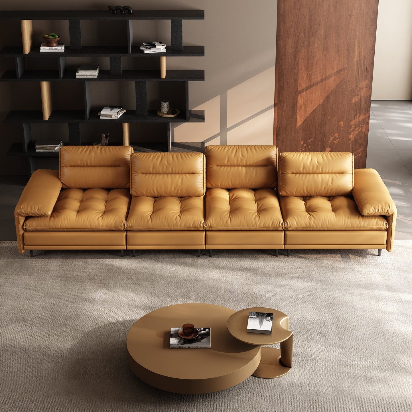 Home Atelier Inoka Sectional Leather Sofa with Adjustable Backrest