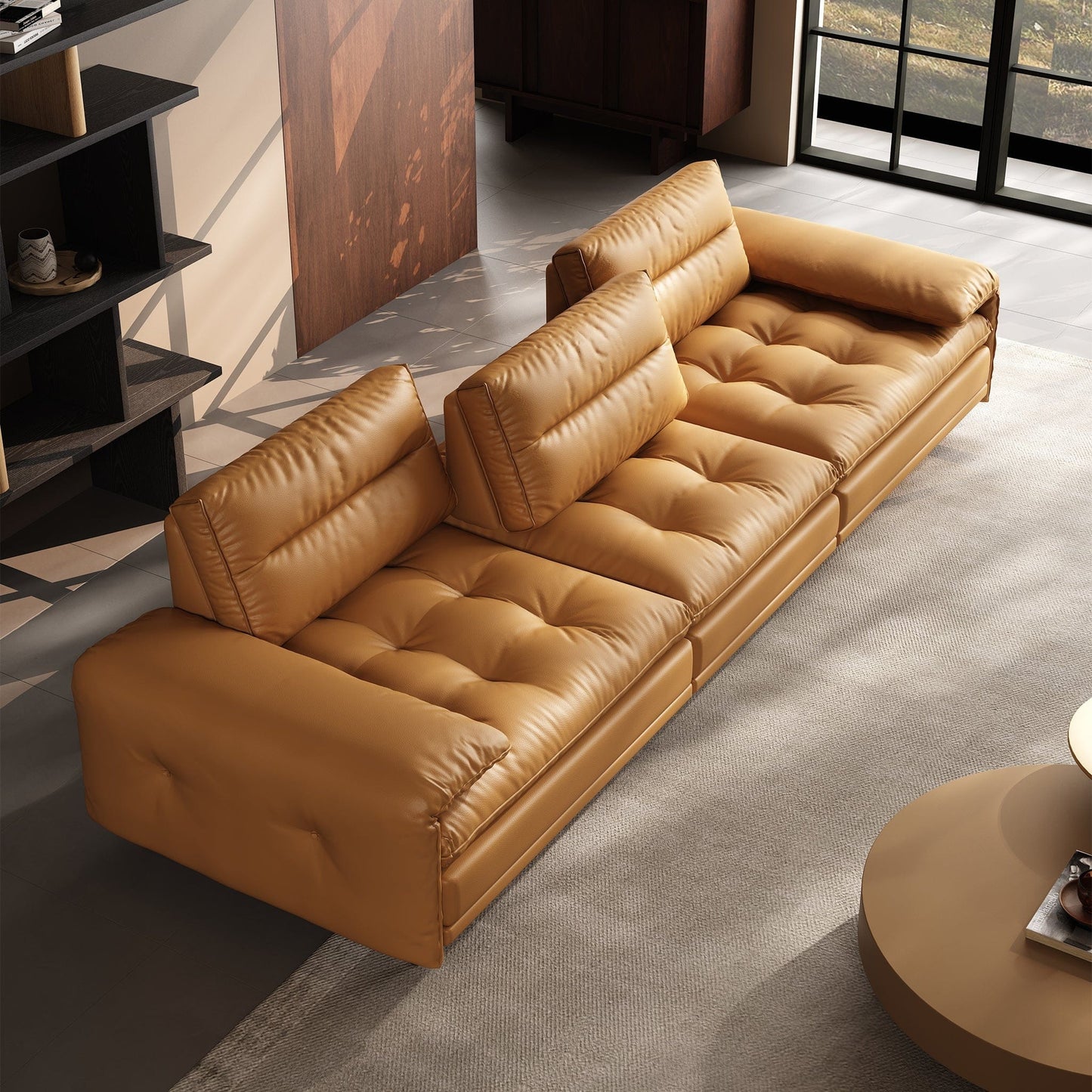 Home Atelier Inoka Sectional Leather Sofa with Adjustable Backrest